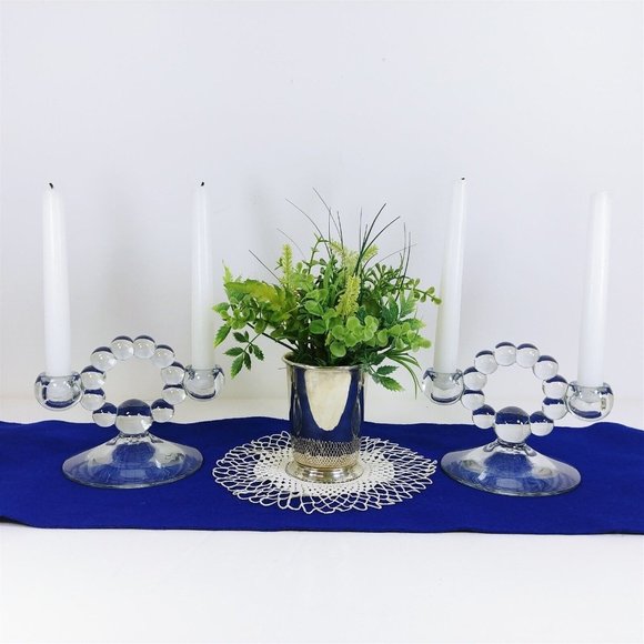 Candlewick Double Taper Candle Holder Imperial Glass 2pc set - Picture 3 of 12